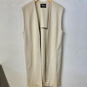 Vtg Dalton Sport Timeless Minimalist Sleeveless Open Front Knit Vest USA Sz 12